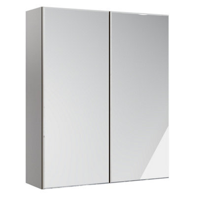 Westport Matt Stone Grey Double Bathroom Wall Cabinet With 2 Mirror Doors (H)720mm (W)595mm - image 1