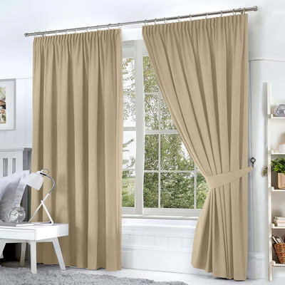 Imperial Rooms Blackout Curtain-Thermal Ready Made Pencil Pleat Curtain (2Panel) For Dinning Room Curtain Cream, (W)2.28Mx(L)1.83M - image 1