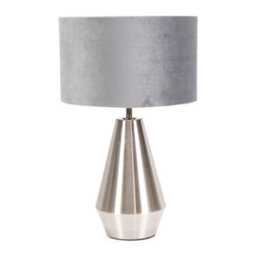 Valuelights Jax Silver Metal Touch Dimmer Table Lamp With Grey Velvet Shade - Led Bulb Included - thumbnail 2
