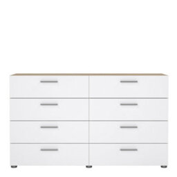 Furniture To Go Pepe Wide Chest Of 8 Drawers (4+4) In Oak Structure/white High Gloss - thumbnail 2