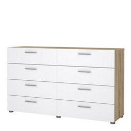 Furniture To Go Pepe Wide Chest Of 8 Drawers (4+4) In Oak Structure/white High Gloss - thumbnail 3