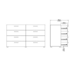 Furniture To Go Pepe Wide Chest Of 8 Drawers (4+4) In Oak Structure/white High Gloss - thumbnail 9
