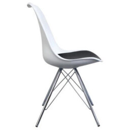 Fusion Living Soho White And Black Plastic Dining Chair With Chrome Metal Legs - thumbnail 5