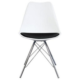 Fusion Living Soho White And Black Plastic Dining Chair With Chrome Metal Legs - thumbnail 6