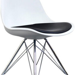 Fusion Living Soho White And Black Plastic Dining Chair With Chrome Metal Legs - thumbnail 3