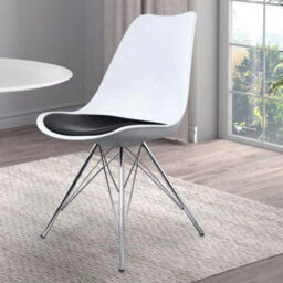 Fusion Living Soho White And Black Plastic Dining Chair With Chrome Metal Legs - thumbnail 2