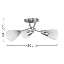 Valuelights Ricardo Modern 3 Way Brushed Chrome Ceiling Light Fitting With Frosted Glass Shades - thumbnail 6