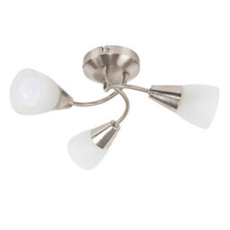 Valuelights Ricardo Modern 3 Way Brushed Chrome Ceiling Light Fitting With Frosted Glass Shades - thumbnail 2