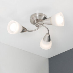 Valuelights Ricardo Modern 3 Way Brushed Chrome Ceiling Light Fitting With Frosted Glass Shades - thumbnail 5