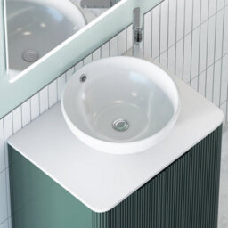 Royal Bathrooms Avenza 600mm Deep Moss Green Wall Hung Bathroom Countertop Vanity Unit 1 Drawer With Breeze Basin - thumbnail 7