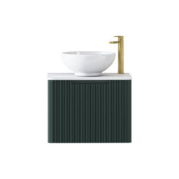 Royal Bathrooms Avenza 600mm Deep Moss Green Wall Hung Bathroom Countertop Vanity Unit 1 Drawer With Breeze Basin - thumbnail 6