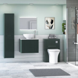 Royal Bathrooms Avenza 600mm Deep Moss Green Wall Hung Bathroom Countertop Vanity Unit 1 Drawer With Breeze Basin - thumbnail 4