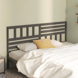 Berkfield Bed Headboard Grey 186X4X100 Cm Solid Wood Pine - thumbnail 3