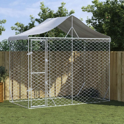 Berkfield Outdoor Dog Kennel With Roof Silver 3X1.5X2.5 M Galvanised Steel - image 1