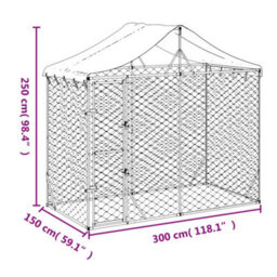 Berkfield Outdoor Dog Kennel With Roof Silver 3X1.5X2.5 M Galvanised Steel - thumbnail 5
