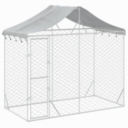 Berkfield Outdoor Dog Kennel With Roof Silver 3X1.5X2.5 M Galvanised Steel - thumbnail 2