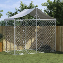 Berkfield Outdoor Dog Kennel With Roof Silver 3X1.5X2.5 M Galvanised Steel