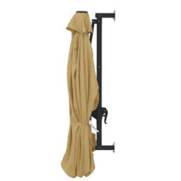 Berkfield Elegant Wall-Mounted Parasol With Metal Pole 300 Cm Taupe - thumbnail 5