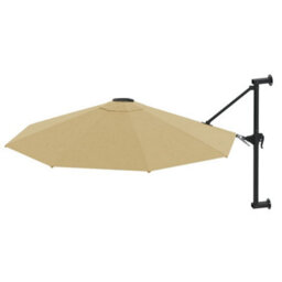 Berkfield Elegant Wall-Mounted Parasol With Metal Pole 300 Cm Taupe - thumbnail 1