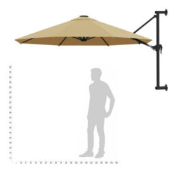 Berkfield Elegant Wall-Mounted Parasol With Metal Pole 300 Cm Taupe - thumbnail 9