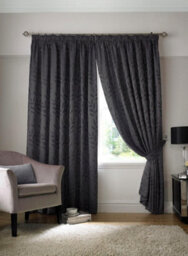 Luxury Living Tivoli Pencil Pleat Taped Top Curtains Charcoal