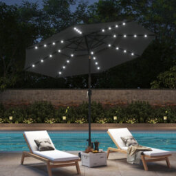 Thehotsale 3-Tier Umbrella With Solar Lights And Concrete-Filled Patio Umbrella Stand