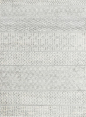 Livabliss Monaco-Geometric Grey Ivory Living Dining Bedroom Rug 200 X 290 Cm Easy Care, Non Shedding - image 1