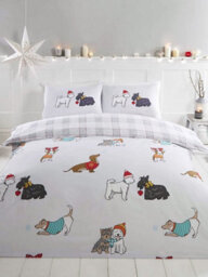Winter Tails Dogs Double Duvet Cover And Pillowcase Set - thumbnail 1