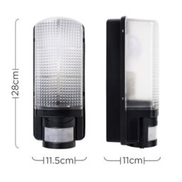 Valuelights Griffin Ip44 Rated Outdoor Heavy Duty Black Pir Motion Sensor Bulkhead Security Wall Light - thumbnail 8