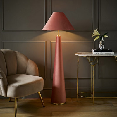 Valuelights Martha Conical Pink Velvet Midi Floor Lamp - image 1