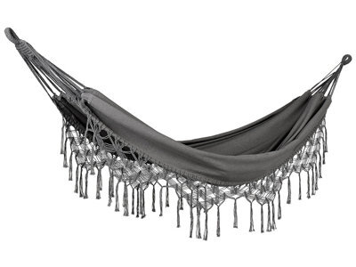 Beliani Boho Garden Hammock Grey Cotton-Polyester 290 X 150 Cm - Crochet Tassel Swing Seat - image 1