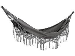 Beliani Boho Garden Hammock Grey Cotton-Polyester 290 X 150 Cm - Crochet Tassel Swing Seat - thumbnail 1