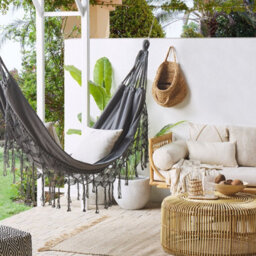 Beliani Boho Garden Hammock Grey Cotton-Polyester 290 X 150 Cm - Crochet Tassel Swing Seat - thumbnail 2