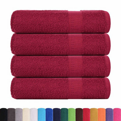 Berkfield Durable Bath Towels 4 Pcs Bordeaux 100X150 Cm 360 Gsm 100% Cotton