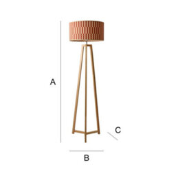 Valuelights Lottie Wooden Tripod Floor Lamp With Orange Checkerboard Bamboo Shade And Bulb - thumbnail 7