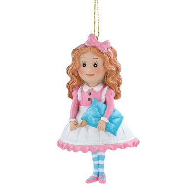 Gisela Graham Christmas Goldilocks Hanging Tree Decoration, Small Pink Storybook Ornament, 9 X 5 Cm