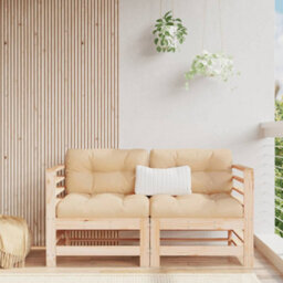 Walplus Outdoor Garden Corner Sofa For Patio Balcony Poolside Furnitures 2 Pcs Solid Wood Pine - Cushion Not Included