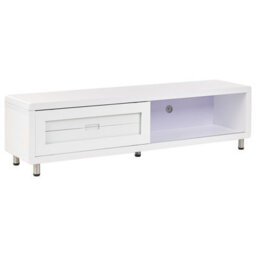 Wyld And Coco Novacasa Tv Stand White High-Gloss Sliding Door With 2 Drawers - Wide Modern Tv Unit - thumbnail 4