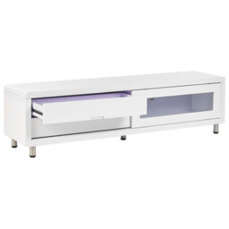 Wyld And Coco Novacasa Tv Stand White High-Gloss Sliding Door With 2 Drawers - Wide Modern Tv Unit - thumbnail 5