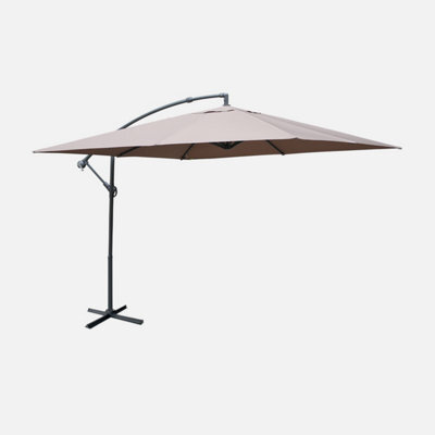 Sweeek - Offset Square Parasol 3X3M Beige-Brown 300X295X250 Cm - Hardelot - image 1