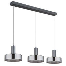 Luminosa Lighting Luminosa Grant Bar Pendant Ceiling Light Grey Matt Smoke Glass Shade 3X Led 3000K - thumbnail 2