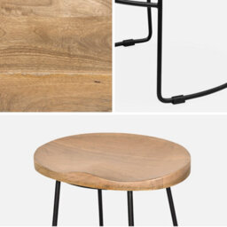 Sweeek - Pair Of Industrial Metal And Wooden Bar Stools Natural 44X36X65 Cm - Jaya - thumbnail 7