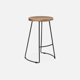 Sweeek - Pair Of Industrial Metal And Wooden Bar Stools Natural 44X36X65 Cm - Jaya - thumbnail 4