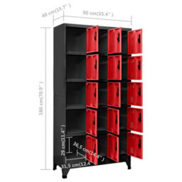 Berkfield Locker Cabinet Anthracite And Red 90X40X180 Cm Steel - thumbnail 8