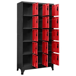 Berkfield Locker Cabinet Anthracite And Red 90X40X180 Cm Steel - thumbnail 3