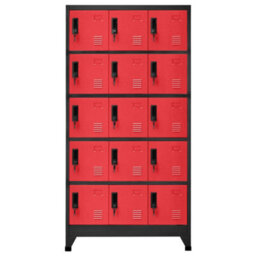 Berkfield Locker Cabinet Anthracite And Red 90X40X180 Cm Steel - thumbnail 2
