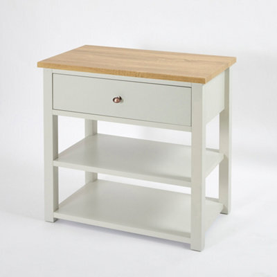 Homestylestore 840mm Antique White And Oak Bathroom Vanity Unit With Copper Round Handle - image 1