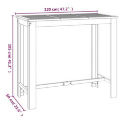 Berkfield Garden Bar Table 120X60X105 Cm Solid Wood Acacia - thumbnail 6