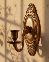 Dibor Regal Wall Candlestick Holder, Antique Brass-Effect Aluminium Wall-Mounted Sconce, 20 Cm Height - thumbnail 2