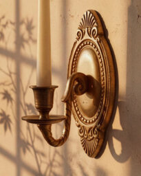 Dibor Regal Wall Candlestick Holder, Antique Brass-Effect Aluminium Wall-Mounted Sconce, 20 Cm Height - thumbnail 1